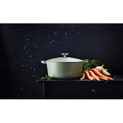 BK Bourgogne Cast Iron Casserole Olive Green 24 cm