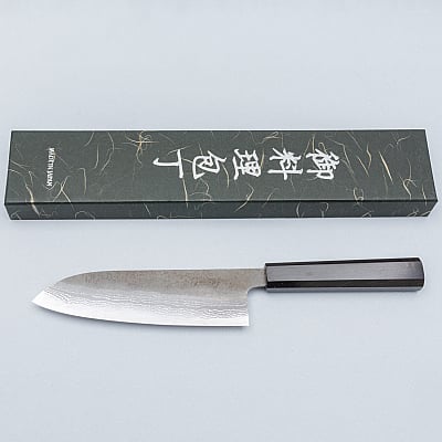 Hatsukokoro Inazuma Aogami Damascus Super Santoku
