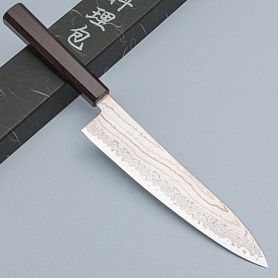 Hatsukokoro Hayabusa Aogami #2 Rainbow Damast Gyuto 21 cm