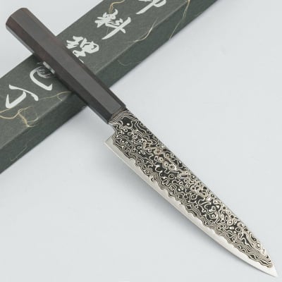 Hatsukokoro Ryuhyo SG2 Damast Kurozome Ebony Petty 15 cm