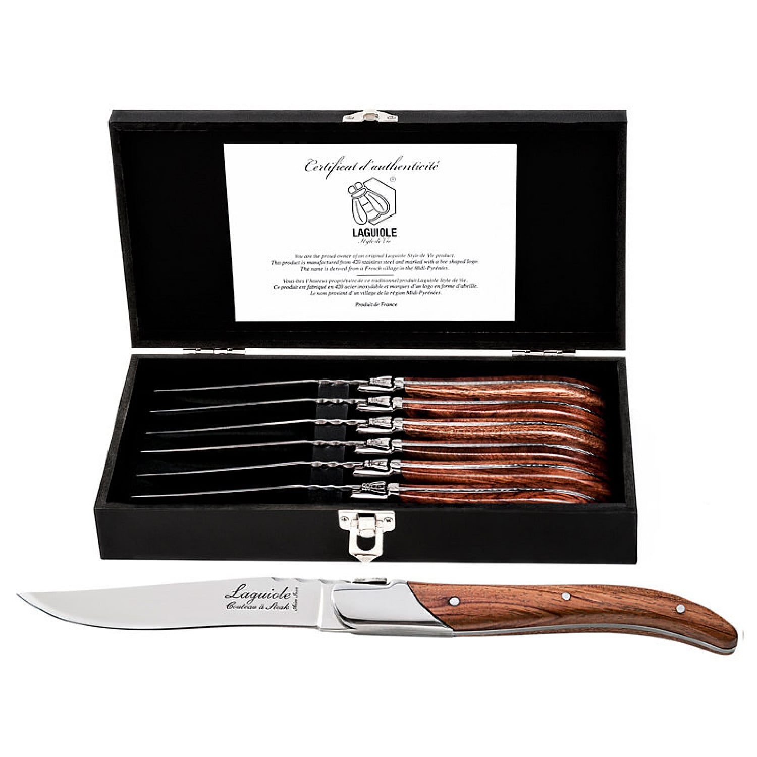 Laguiole Steak Knives Rosewood Style de Vie Knivesworld.eu