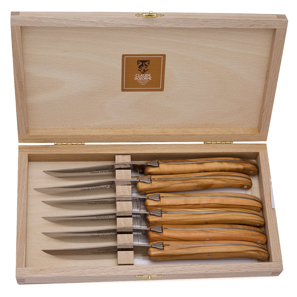 Laguiole Steakmessenset van Claude Dozorme Olijfhout