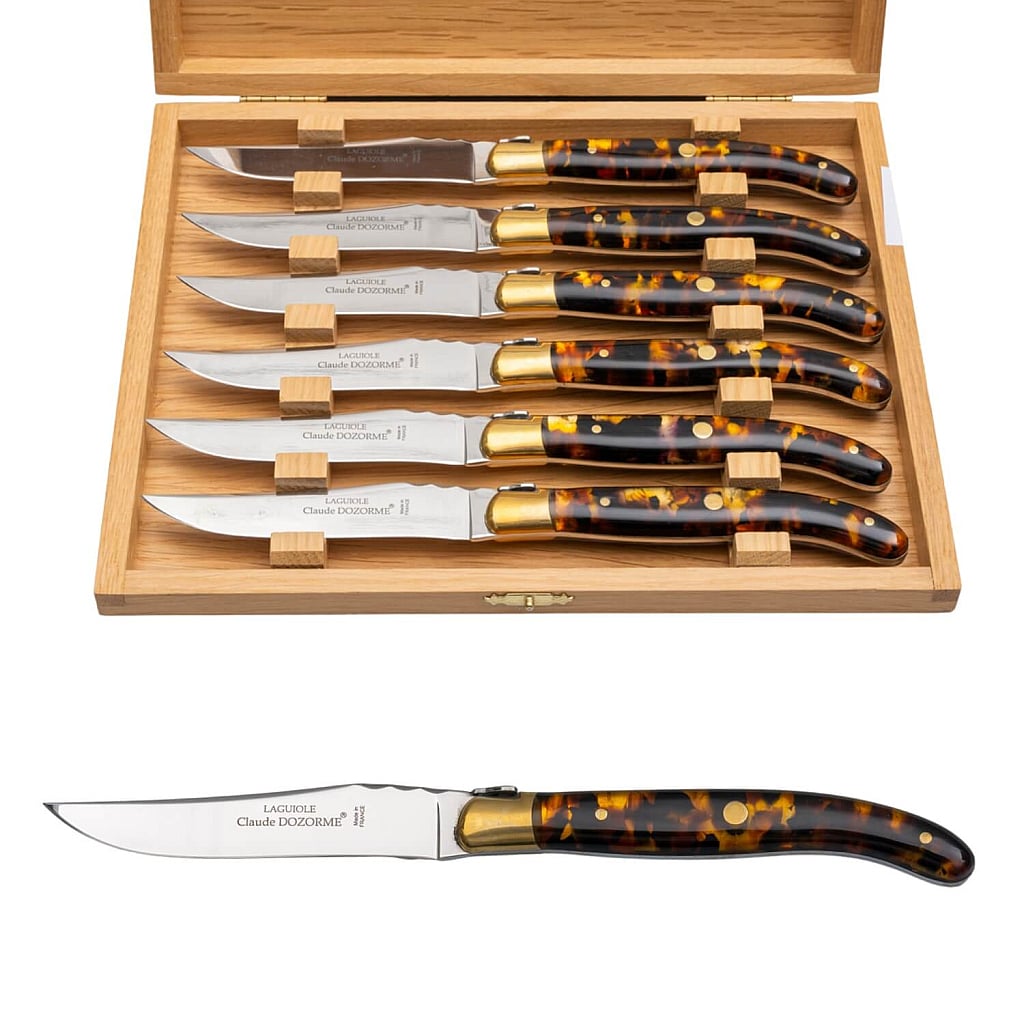 Laguiole Steak Knife Set by Claude Dozorme with Flakes
