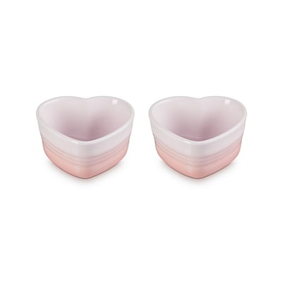 Le Creuset Ramekin Heart Bowls 2 Pieces 300 ml Shell Pink
