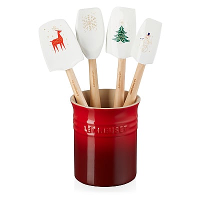 Le Creuset Pot With 4 Christmas Spatulas Cherry Red/White