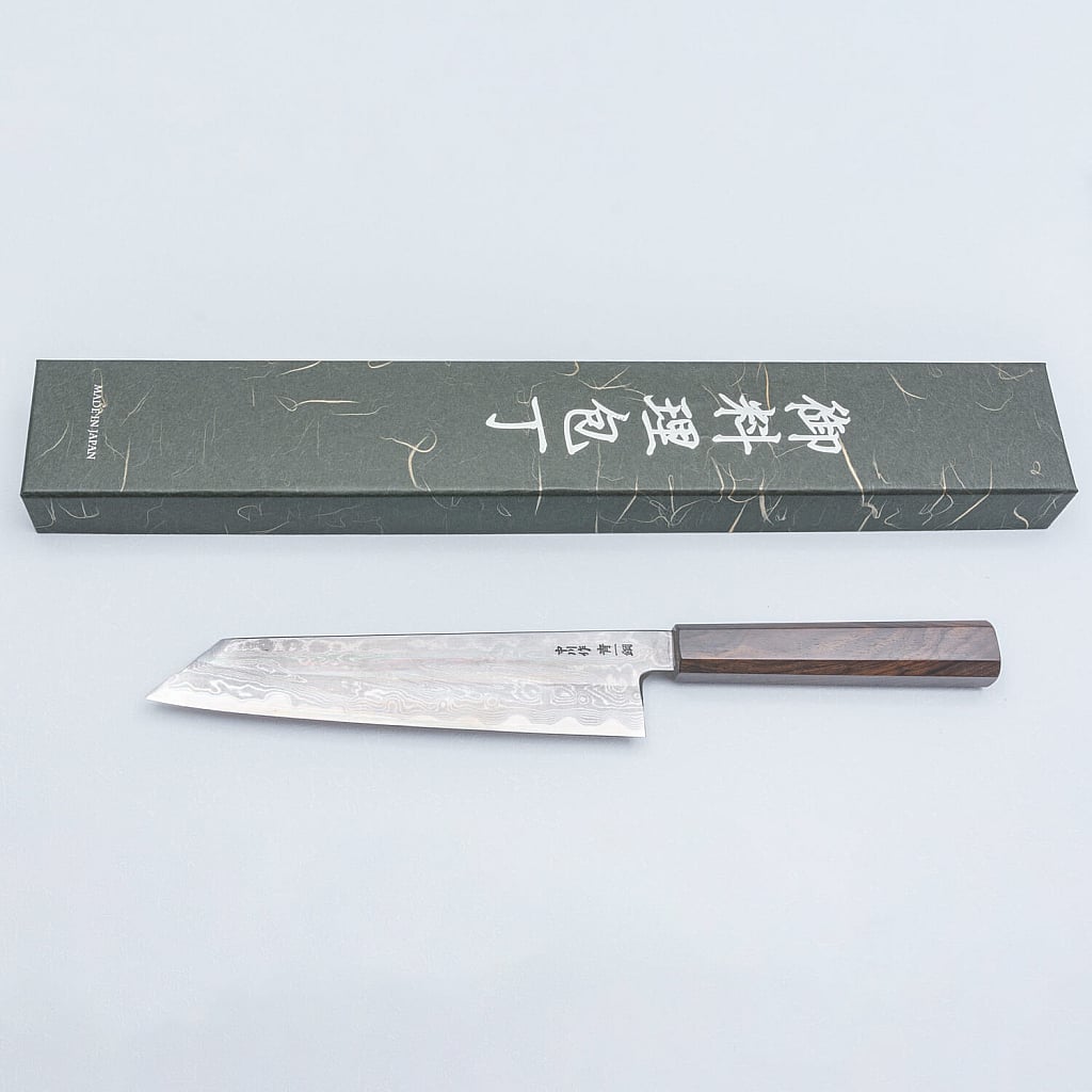 Nakagawa Satoshi Aogami Damast Ebony Kiritsuke 21 cm - ns-hk-dam