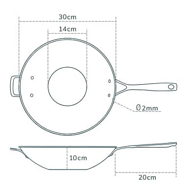 Olavson Wok Met Koperen Kern Coated 30 cm 