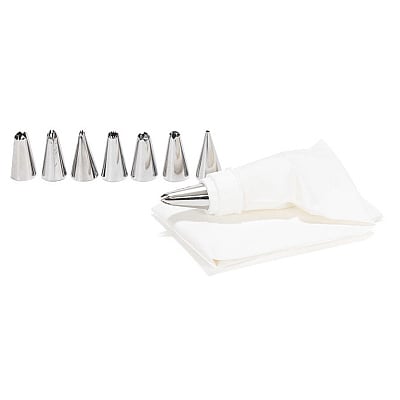 Patisse Piping bag with 8 stainless steel nozzles 