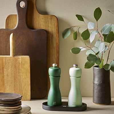 Peugeot Linea Salz- und Pfeffermühle Untersetzer Bambus Schwarz