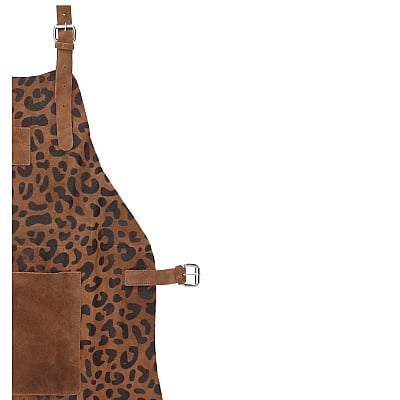 Dugros Lederschürze mit Leopardenmuster Cognac