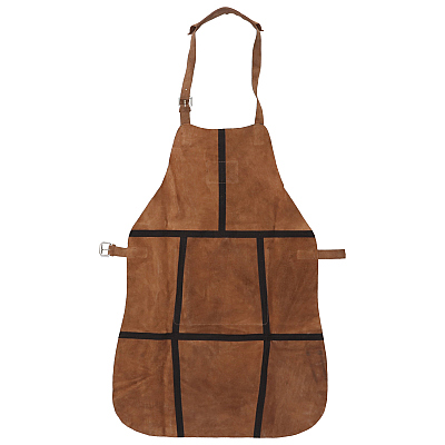 Dugros Lederschürze mit Leopardenmuster Cognac