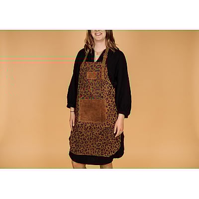 Dugros Lederschürze mit Leopardenmuster Cognac