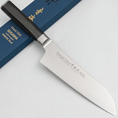 Sakai Takayuki Grand Chef Seigaiha Damascus Santoku 18 cm