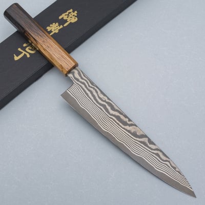 Shigeki Tanaka Ginsan Nickel Damast Oak Gyuto 21 cm