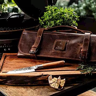 Forged Leather Knife Folder Brown 11 Pockets