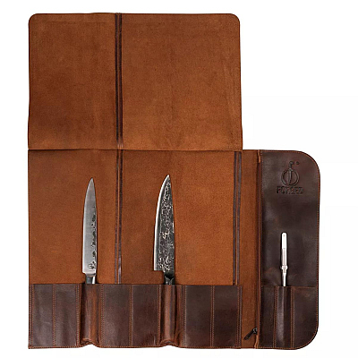 Forged Leather Knife Folder Brown 11 Pockets