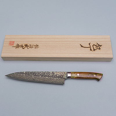 Takeshi Saji VG10 Rainbow Etched Cowhorn Gyuto 21 cm