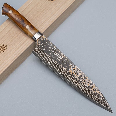 Takeshi Saji VG10 Rainbow Etched Cowhorn Gyuto 21 cm