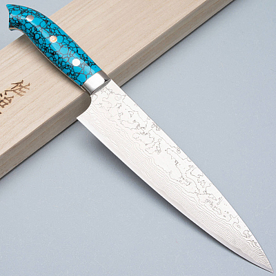 Takeshi Saji R2 Damast Turquiose Gyuto 21 cm 