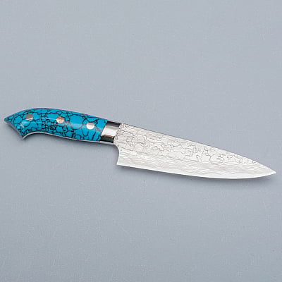 Takeshi Saji R2 Damast Turquiose Petty 13 cm