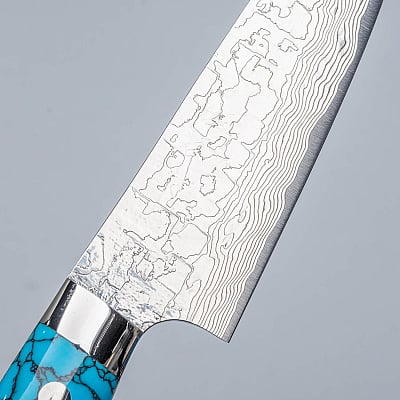 Takeshi Saji R2 Damast Turquiose Petty 13 cm