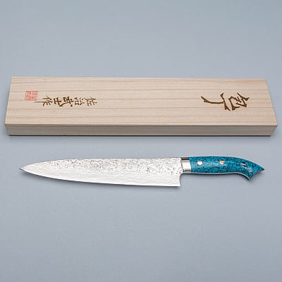 Takeshi Saji R2 Damast Turquiose Sujihiki 24 cm