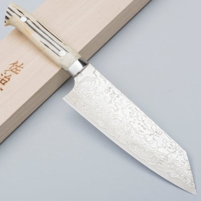 Takeshi Saji SG2 Diamond Damast Staghorn Bunka 18 cm