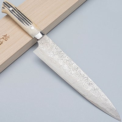 Takeshi Saji SG2 Diamond Damast Staghorn Gyuto 24 cm 