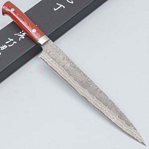 Takeshi Saji VG10 Cross Tsuchime Kurouchi Sujihiki 24 cm