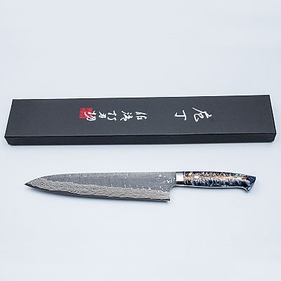 Takeshi Saji VG10 Cross Tsuchime Kurouchi Pinecone Gyuto 24 cm