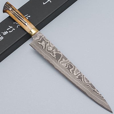 Takeshi Saji VG10 Nickel Damast Staghorn Sujihiki 24 cm
