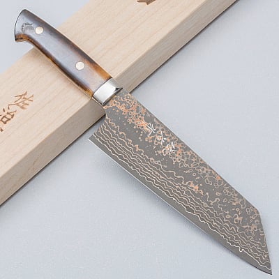 Takeshi Saji VG10 Rainbow Etched Cowhorn Bunka 