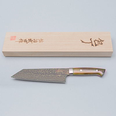 Takeshi Saji VG10 Rainbow Etched Cowhorn Bunka 