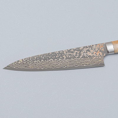 Takeshi Saji VG10 Rainbow Etched Cowhorn Gyuto 18 cm