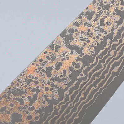 Takeshi Saji VG10 Rainbow Etched Cowhorn Gyuto 18 cm