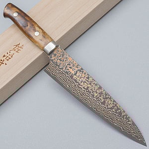 Takeshi Saji VG10 Rainbow Etched Cowhorn Gyuto 18 cm
