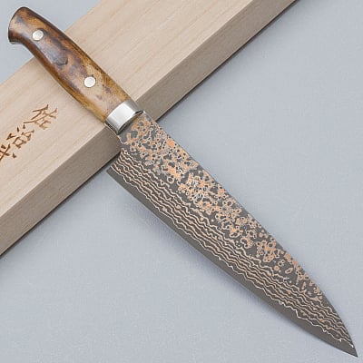 Takeshi Saji VG10 Rainbow Etched Cowhorn Gyuto 18 cm