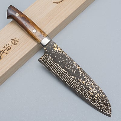 Takeshi Saji VG10 Rainbow Etched Cowhorn Santoku 16.5 cm