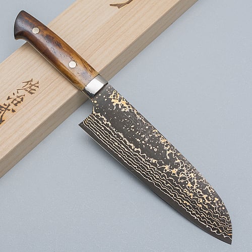 Takeshi Saji VG10 Rainbow Etched Cowhorn Santoku 16.5 cm