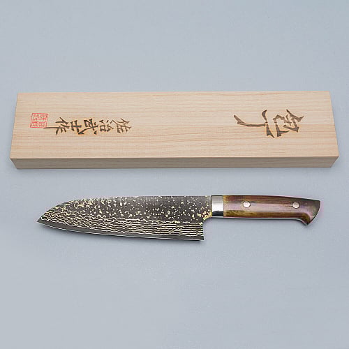 Takeshi Saji VG10 Rainbow Etched Cowhorn Santoku 16.5 cm