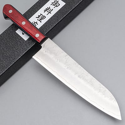 Tsunehisa Ginsan Nashiji Red Santoku 17 cm
