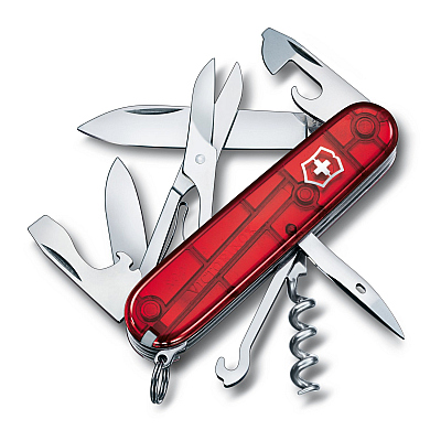 Victorinox Climber Pocket Knife Red Transparent