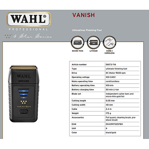 wahl finale five star shaver + laadstation