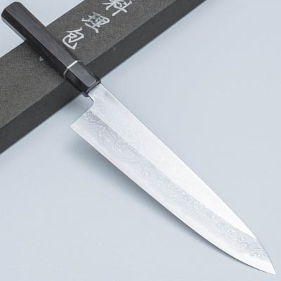 Yoshikazu Tanaka Shirogami #1 Damast Ebony Gyuto 24 cm