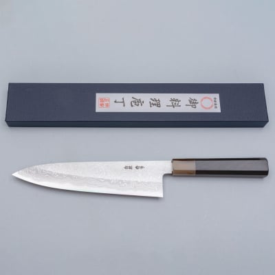 Yoshikazu Tanaka Shirogami #1 Damast Ebony Gyuto 21 cm