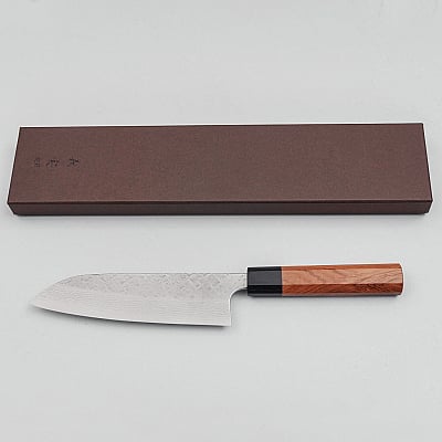 Yoshimi Kato VG10 Tsuchime Damast Rosewood Santoku 17 cm