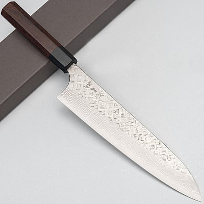 Yoshimi Kato VG10 Tsuchime Damast Rosewood Gyuto 21 cm