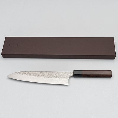 Yoshimi Kato VG10 Tsuchime Damast Rosewood Gyuto 21 cm