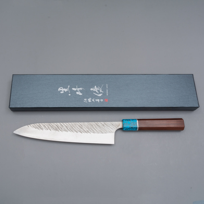 yu kurosaki fujin sg2 rosewood turquoise gyuto 21 cm