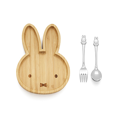 Silverstad Children's Cutlery Miffy 2-Piece + Bamboo plate